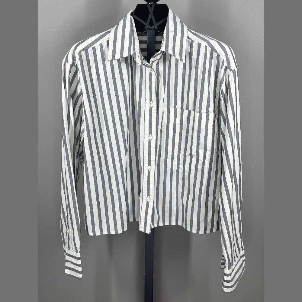 Banana Republic Black and White Striped Button Down Shirt